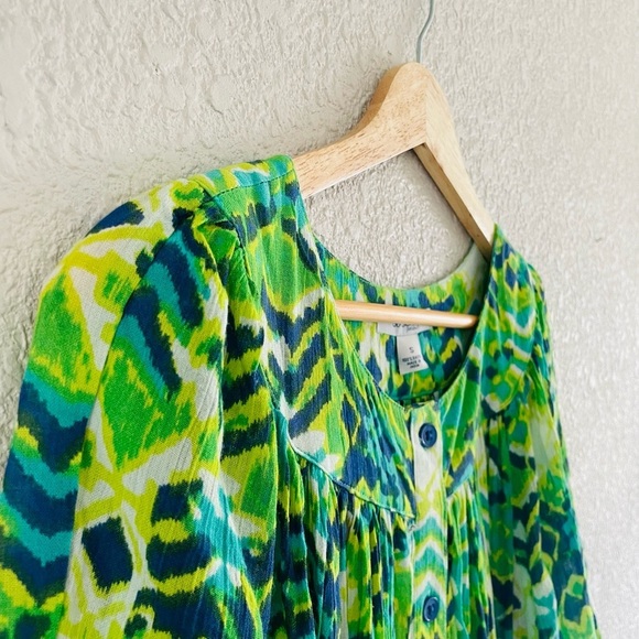 Go Softly Vibrant Green Button From Patio House Dress - Picture 10 of 15